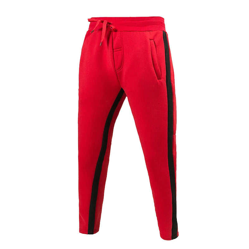 Mens Hiphop Pants Lace Up Straight Leg Spliced Solid Color Running Workout Pants Male Clothes Pantalones
