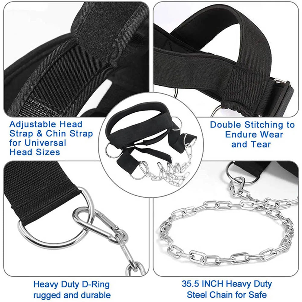 Head Neck Training Head Harness Body Strengh Exercise Strap Adjustable Neck Power Training Gym Fitness Weight Bearing cap - GabyFit Goods