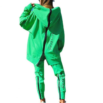 Two Wear Ways Women Outfits Two Piece Set Jogger Letter Printing Zipper Hooded Sweatshirt Pants Set Hoodies Tracksuit Fitness