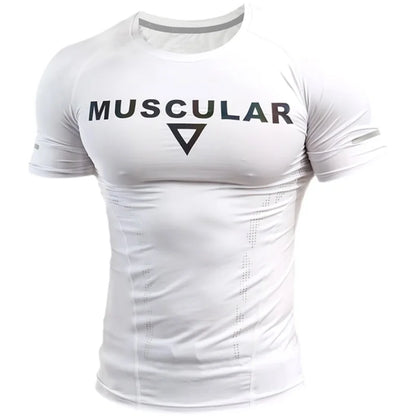 Sport Shirts Breathable Top Elastic tight Fitness Summer Quick Dry Short Sleeves MUSCULAR fitness Gym Training Running Tees
