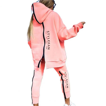 Two Wear Ways Women Outfits Two Piece Set Jogger Letter Printing Zipper Hooded Sweatshirt Pants Set Hoodies Tracksuit Fitness
