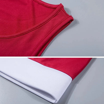 2 Two Piece Set Tank Top Training Tracksuit Fitness Women Sportswear Shapewear Sweat Suit Tights Work Out Exercise Yoga Set Red