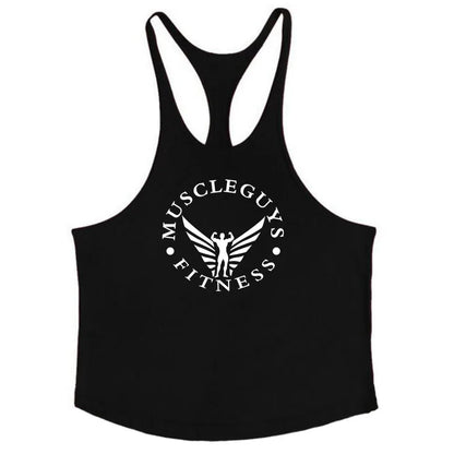 Muscleguys Brand Gym Clothing Bodybuilding Tank Top Men Fitness Stringer Singlets Man Cotton Sleeveless shirt Workout Undershirt