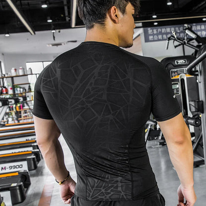 Sport Shirts Breathable Top Elastic tight Fitness Summer Quick Dry Short Sleeves MUSCULAR fitness Gym Training Running Tees