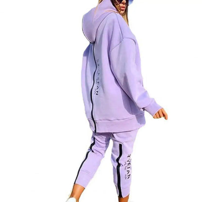 Two Wear Ways Women Outfits Two Piece Set Jogger Letter Printing Zipper Hooded Sweatshirt Pants Set Hoodies Tracksuit Fitness