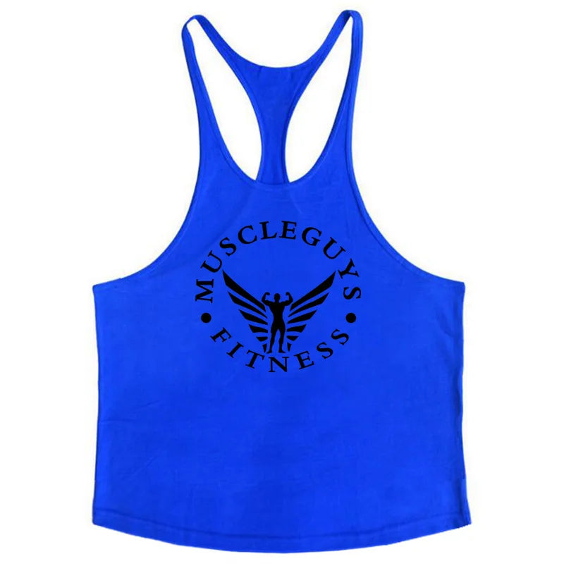 Muscleguys Brand Gym Clothing Bodybuilding Tank Top Men Fitness Stringer Singlets Man Cotton Sleeveless shirt Workout Undershirt