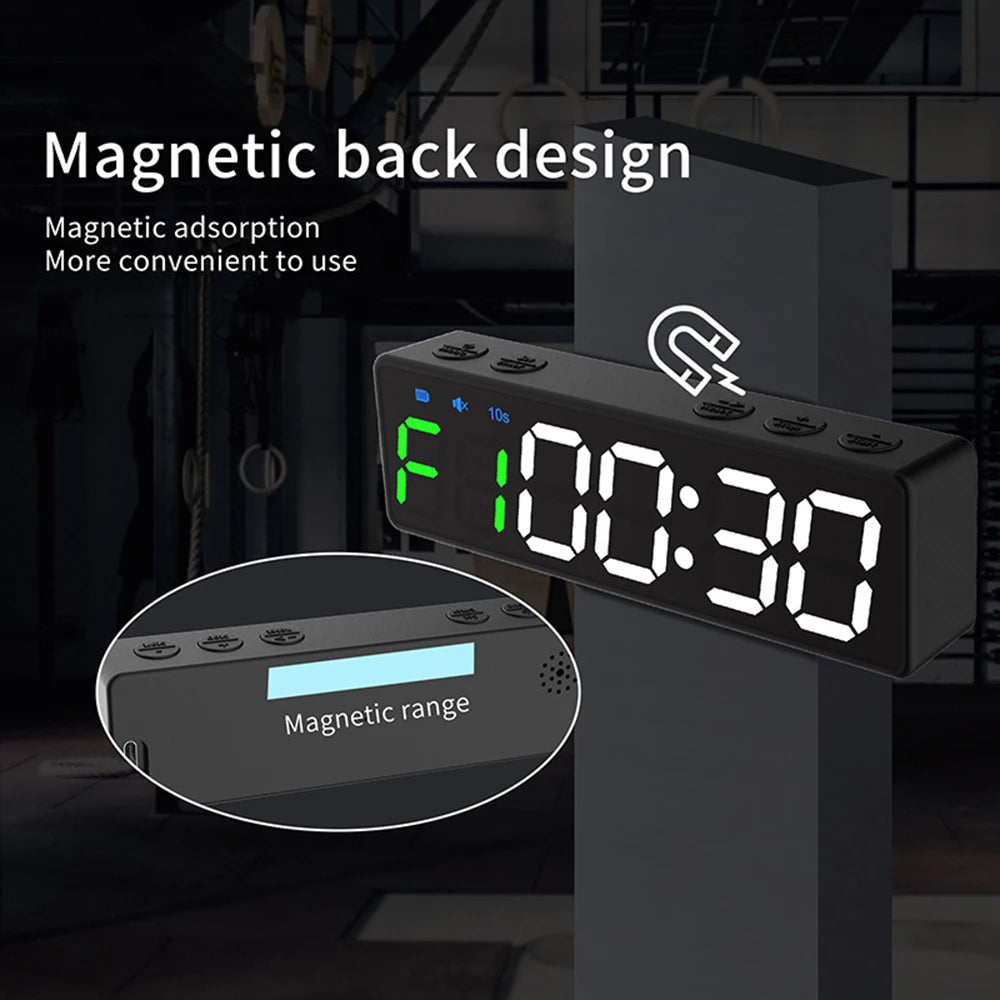 Mini Gym Timer Rechargeable Stopwatch Portable Countdown/up Clock with Magnetic Back for Home Gym Fitness Training - GabyFit Goods