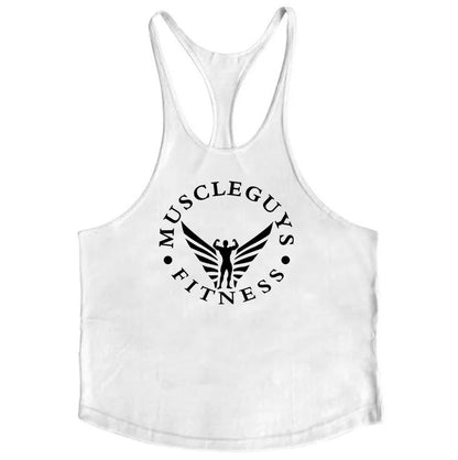 Muscleguys Brand Gym Clothing Bodybuilding Tank Top Men Fitness Stringer Singlets Man Cotton Sleeveless shirt Workout Undershirt