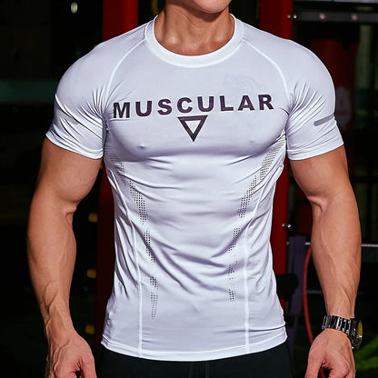 Sport Shirts Breathable Top Elastic tight Fitness Summer Quick Dry Short Sleeves MUSCULAR fitness Gym Training Running Tees