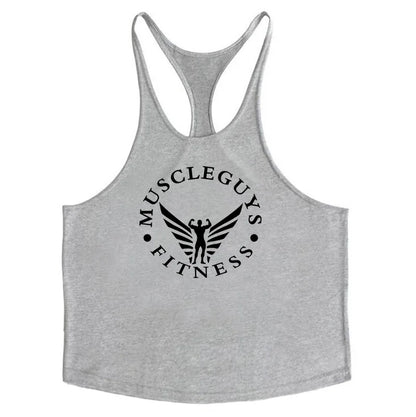 Muscleguys Brand Gym Clothing Bodybuilding Tank Top Men Fitness Stringer Singlets Man Cotton Sleeveless shirt Workout Undershirt
