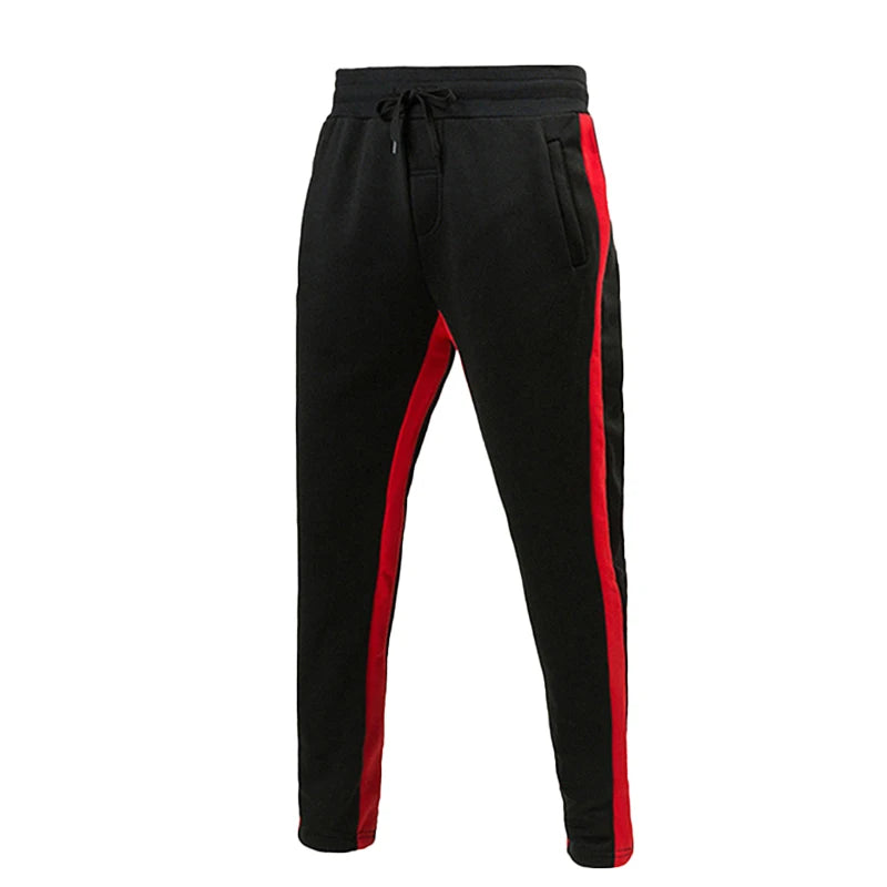 Mens Hiphop Pants Lace Up Straight Leg Spliced Solid Color Running Workout Pants Male Clothes Pantalones