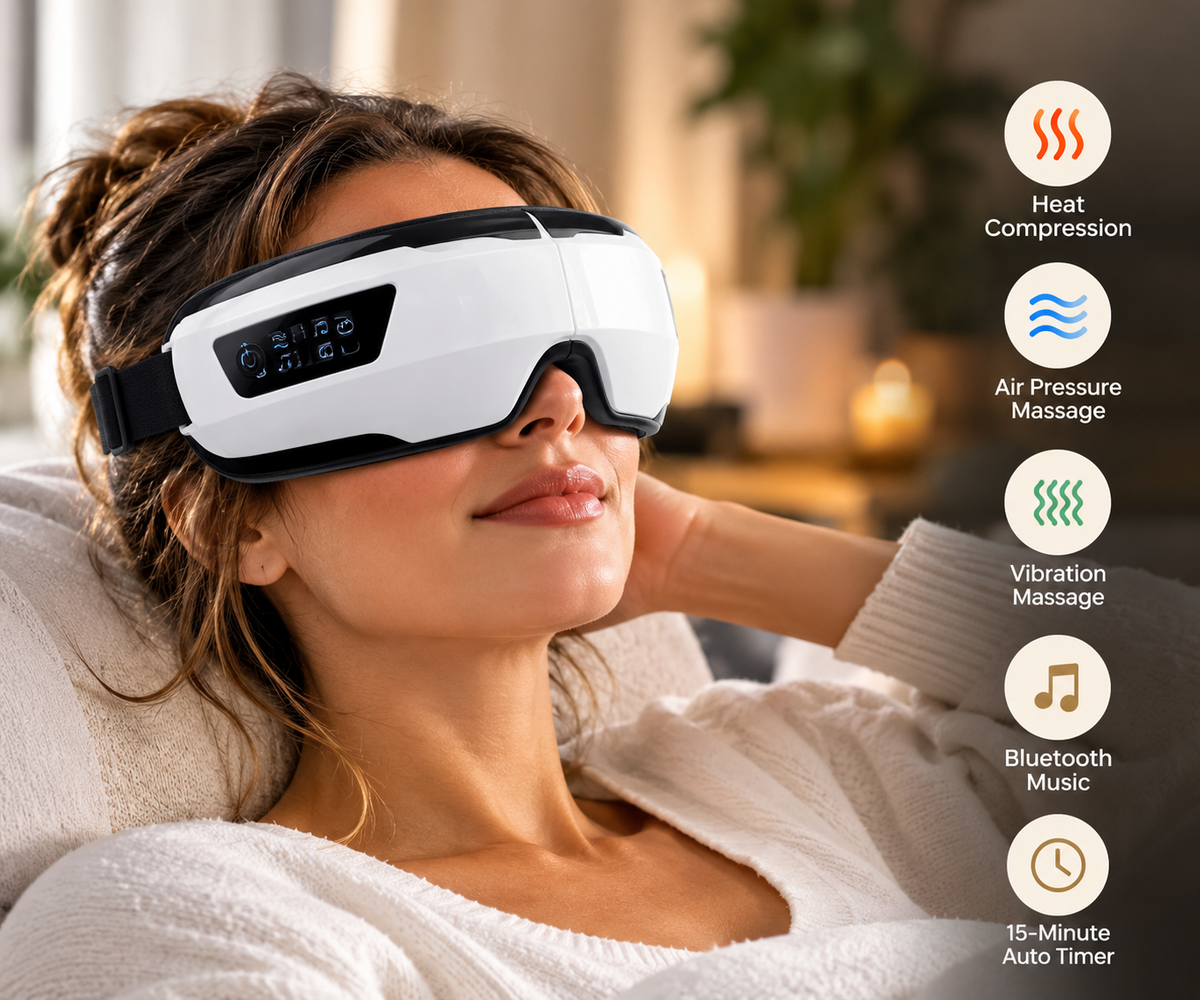 Smart Eye Massager Pro Heat, Air Compression & Bluetooth
