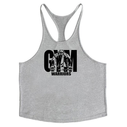 Men's Fitness Bodybuilding Tank Tops Brand Gym Sportswear Cotton Breathable Workout Muscle Vests Summer Sleeveless Y Back Shirt