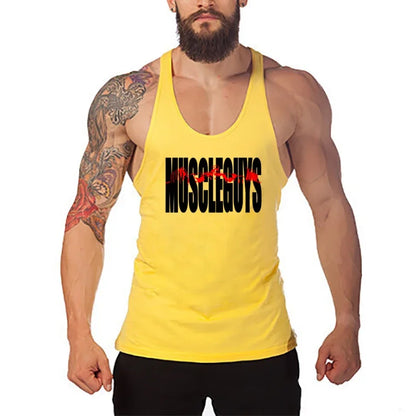 Gym Clothing Bodybuilding Stringer Hoodie Tank Top Muscle Shirt Fitness Men hooded undershirt Cotton workout Sleeveless shirt
