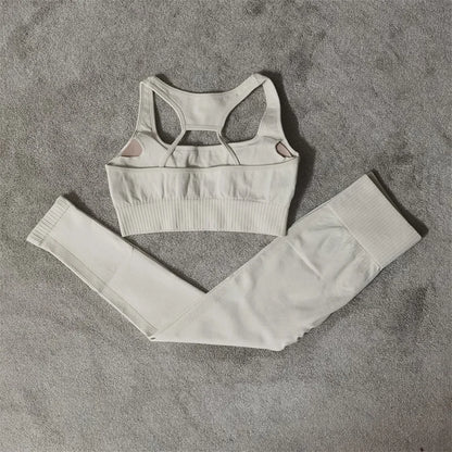 Fitness Yoga Set Seamless Sport Women's Sportswear High Waist Leggings Workout Outfits Two Piece Shorts Sets Womens Gym Clothing