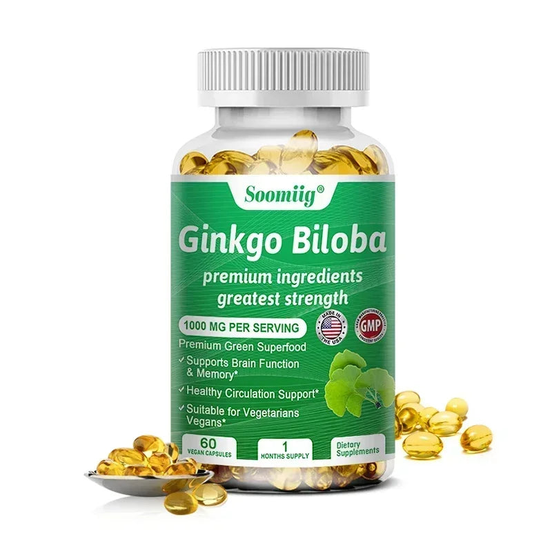 Ginkgo Biloba 1000mg, with Vitamin B, Zinc, Helps Maintain Memory & Cognition, Herbal Dietary Supplement, Gluten Free & Non-GMO
