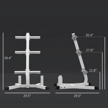 2-Inch White for Olympic Weight Tree Barbell Bar Holders 660 Lbs. Capacity Outdoor Fitness Equipment Heavy Weight Plate Rack