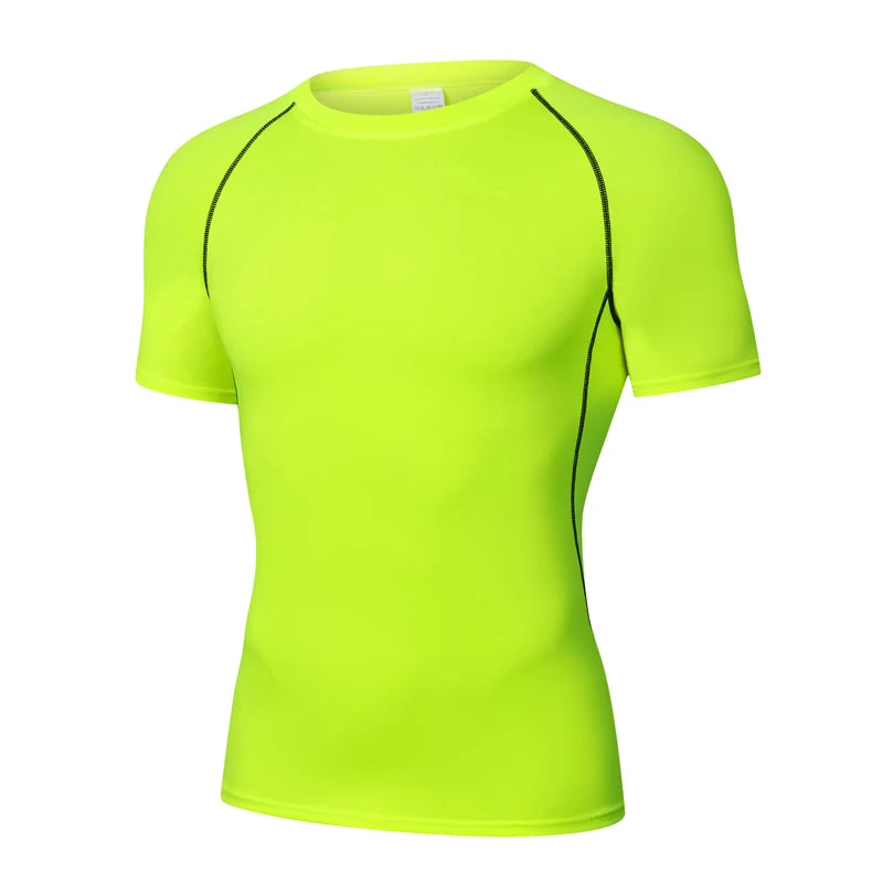 Sports T-shirt men's quick drying short sleeved sports T-shirt top gym fitness tight fitting shirt training running T-shirt men' - GabyFit Goods