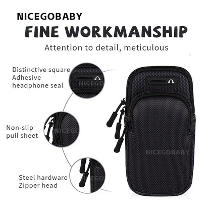 Arm Bag Waterproof sports phone case Money Key Outside Sports Running Fitness Simple Arm Bag with nicegobaby Wrist Bag - GabyFit Goods