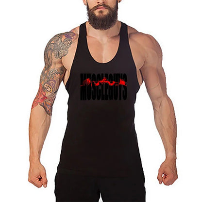 Gym Clothing Bodybuilding Stringer Hoodie Tank Top Muscle Shirt Fitness Men hooded undershirt Cotton workout Sleeveless shirt