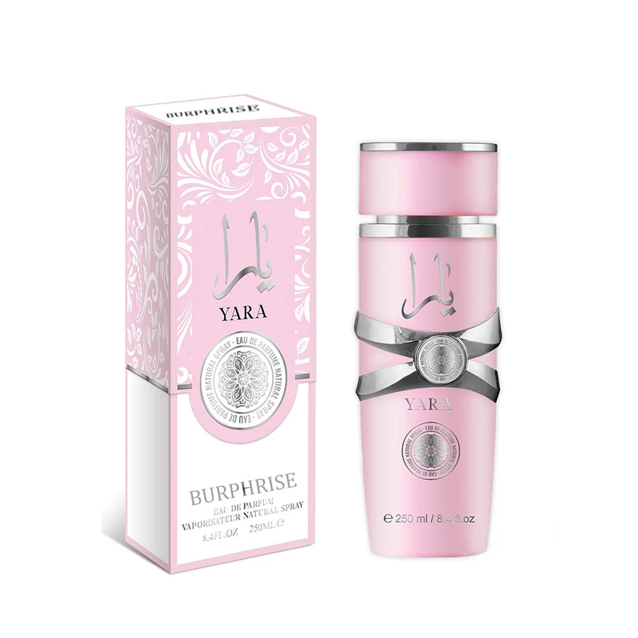 250ML 8.4FL.OZ Amber Vanilla Yara Perfume, Long Lasting Gourmand Fragrance Eau de Parfum Spray, Arabian Perfumes Gift for Women