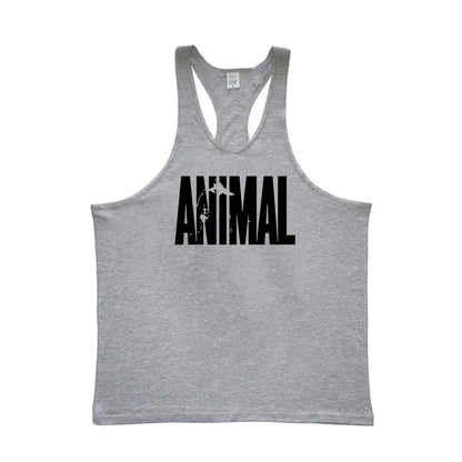 ANIMAL Letter Printed Gym Clothing Mens Bodybuilding Fitness Tank Top Cotton Raceback Stringer Singlets Workout Sleeveless Shirt