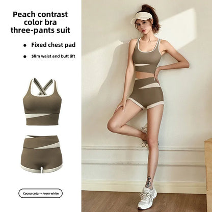 Women's Yoga Clothes Set Breathable Fitness Clothes High Elastic Belt Sportswear Two-piece Pilates Training Fitness Sportswear