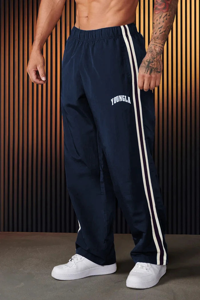 YA Jogger Men's Sweatpants Gym Sports Fitness Splicing Strips Printing Mid Waist Casual Pants Fashion Men Clothing Wide Leg Pan