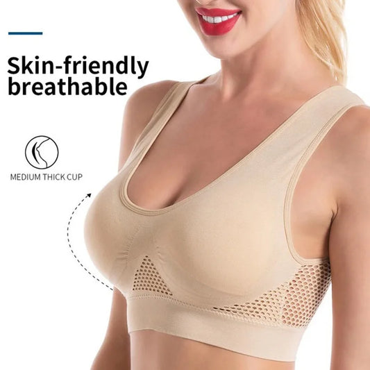 Women's Breathable Sports Vest Bra Sweat-absorbent Shockproof Pad Sports Top Track and Field Gym Running Fitness Sports Yoga - GabyFit Goods