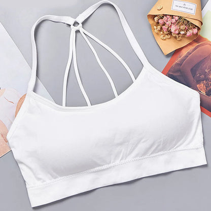 Letter strap back underwear women without underwire integrated with chest cushion back heart strap women wrap chest fitness yoga - GabyFit Goods