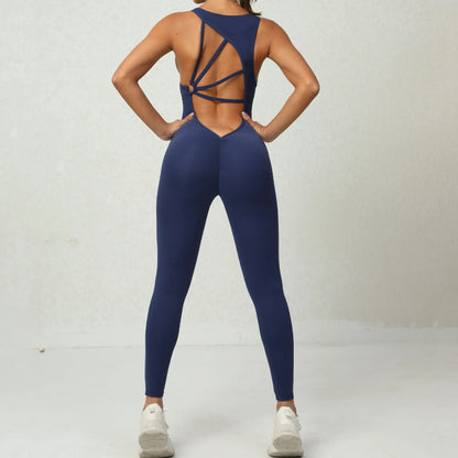 Mental Pad Jumpsuit Sport Women Yoga Set Bodysuit Fitness Gym Sportswear Scrunch Legging Workout Running Active Clothes XP277