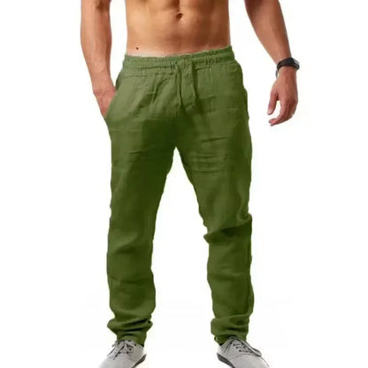 2025 Spring and Summer New Men's Cotton Linen Pants Comfortable and Casual Running Floor Pants Fitness Street Sportswear