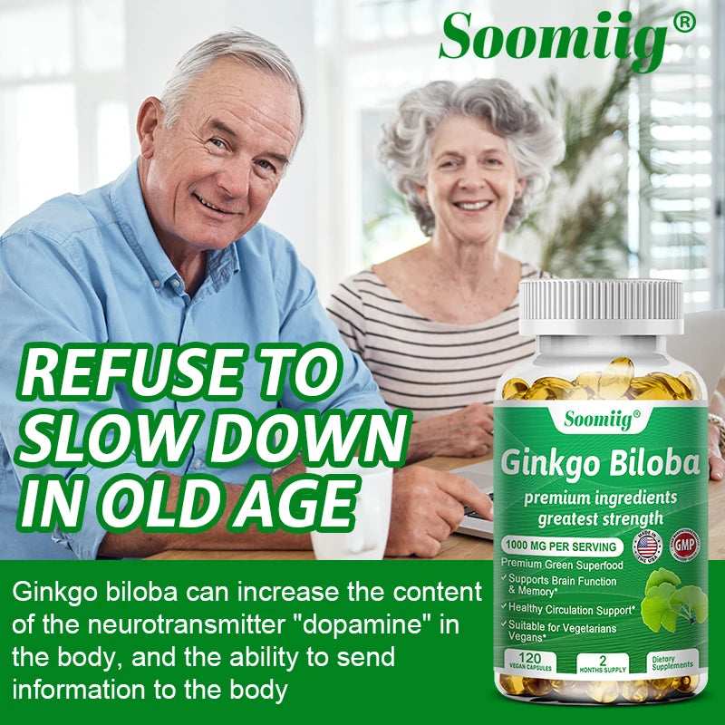 Ginkgo Biloba 1000mg, with Vitamin B, Zinc, Helps Maintain Memory & Cognition, Herbal Dietary Supplement, Gluten Free & Non-GMO