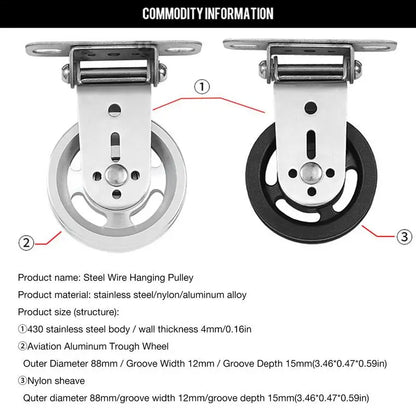 Wall-mounted Gym Home Rotating Silent Pulley Bearing Pulley for DIY Gym Equipment Pulley Block Stainless Steel Mute BearingWheel - GabyFit Goods