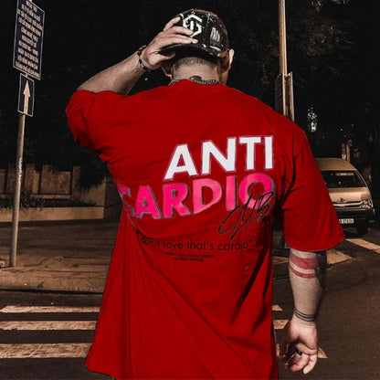 2024 summer ANTI CARDIO Oversized sports t shirt short sleeves cotton t shirt Gym Fitness Male Training Workout Cotton Tees Tops