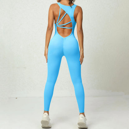 Mental Pad Jumpsuit Sport Women Yoga Set Bodysuit Fitness Gym Sportswear Scrunch Legging Workout Running Active Clothes XP277