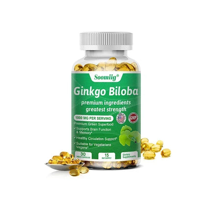 Ginkgo Biloba 1000mg, with Vitamin B, Zinc, Helps Maintain Memory & Cognition, Herbal Dietary Supplement, Gluten Free & Non-GMO