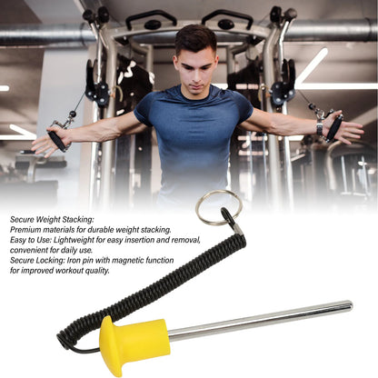 Gym Weight Stack Pin Selector Lock Pin Magnetic 8mm Diameter with Lanyard Gym Accessory for Workout Fitness Exercise - GabyFit Goods