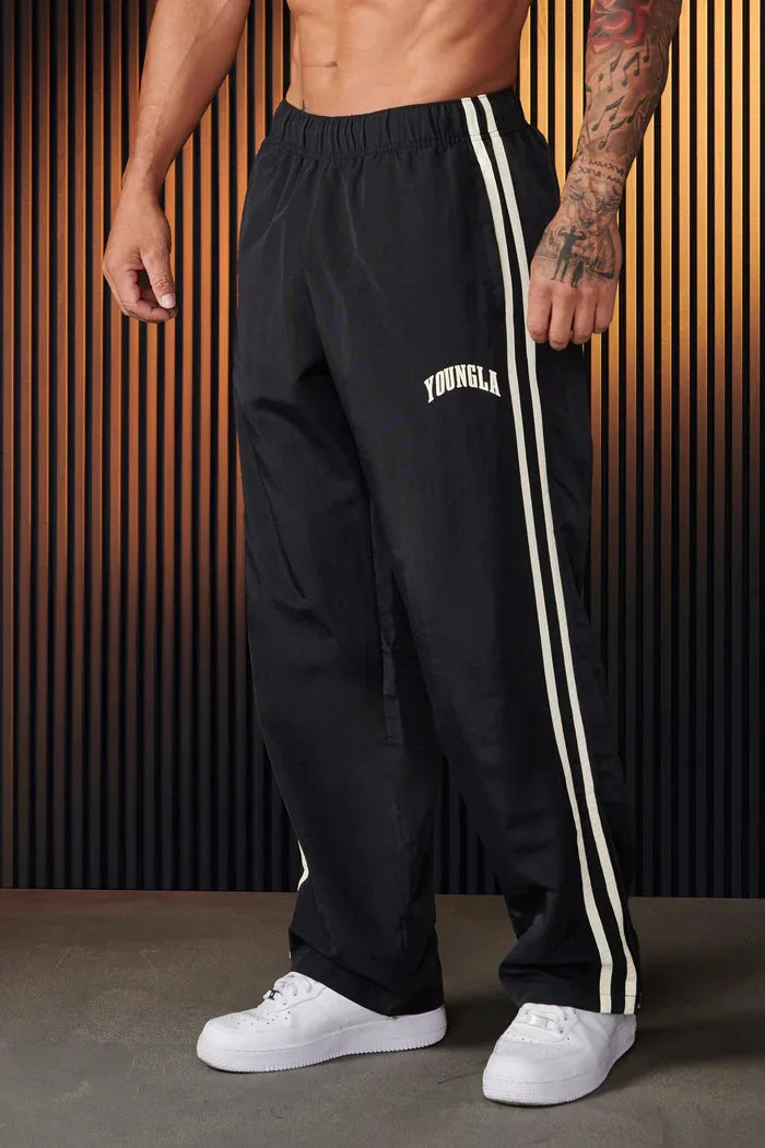 YA Jogger Men's Sweatpants Gym Sports Fitness Splicing Strips Printing Mid Waist Casual Pants Fashion Men Clothing Wide Leg Pan