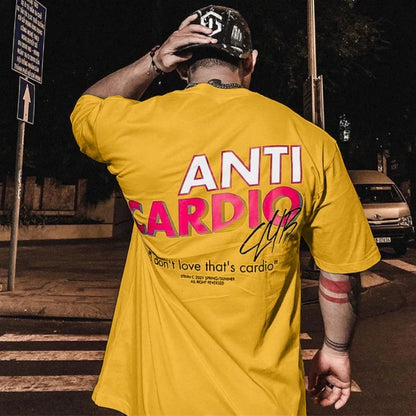2024 summer ANTI CARDIO Oversized sports t shirt short sleeves cotton t shirt Gym Fitness Male Training Workout Cotton Tees Tops