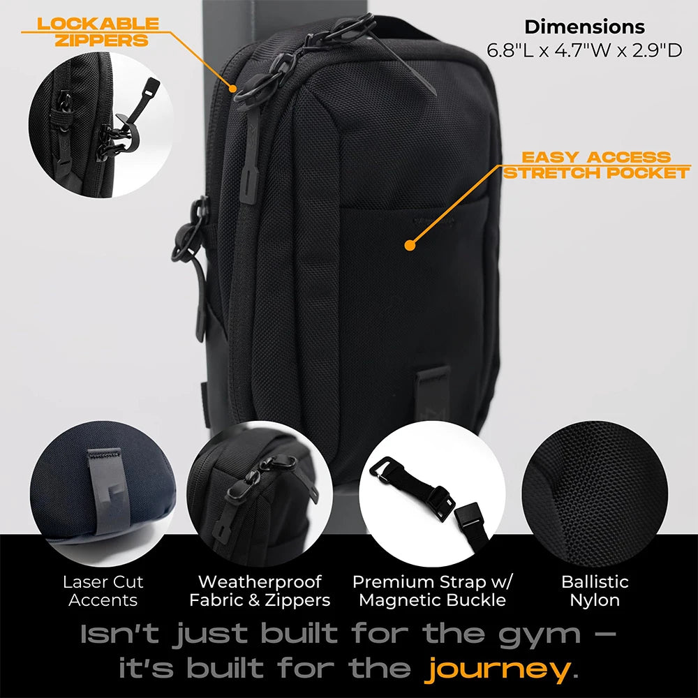 Magnetic Gym Crossbody Bag Sling Chest Bag for Travel Sports Keep Your Items Off the Dirty Gym Floor with Magnetic Attachment - GabyFit Goods