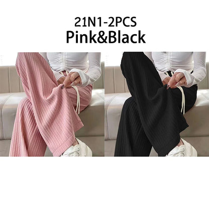 2025 summer new bubble milk puff cloud pants women high waist draped narrow straight casual pants cloud puff wide leg pants