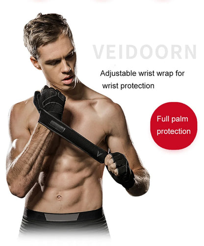 One Pair Gym Gloves with Wrist Wrap Support Half Finger Non Slip Training Gym Workout Gloves for Dumbbells - GabyFit Goods