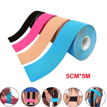 5cm*5m Sport Kinesiology Tape Athletic Elastic Kneepad Muscle Pain Relief Knee Taping Fitness Running Tennis Swimming Football - GabyFit Goods