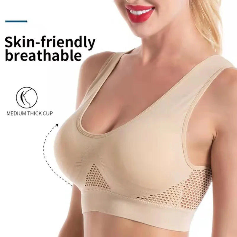 Women's Breathable Sports Vest Bra Sweat-absorbent Shockproof Pad Sports Top Track and Field Gym Running Fitness Sports Yoga - GabyFit Goods