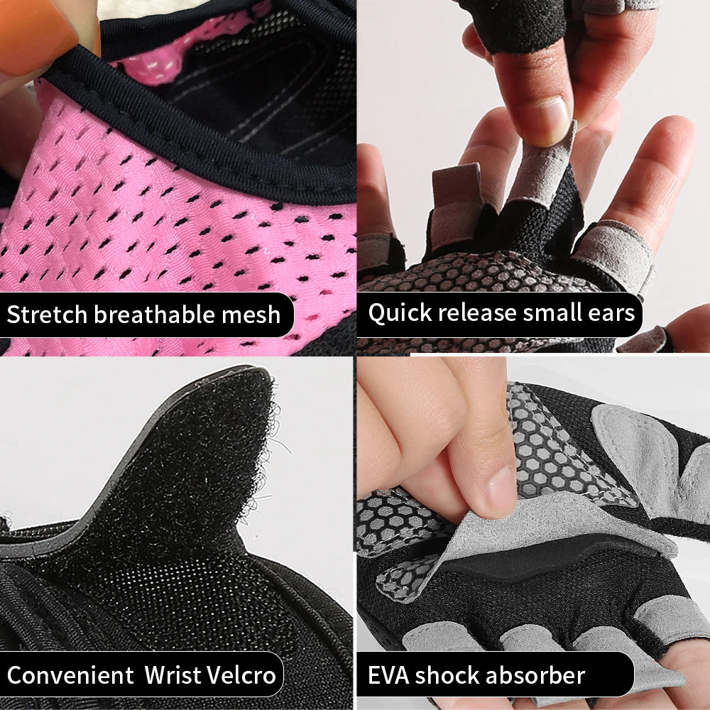 Half Finger Gloves Gym Fitness Anti-Slip Women Men Gel Pad Gloves Gym Cycling Fingerless Gloves Bicycle Accessories - GabyFit Goods