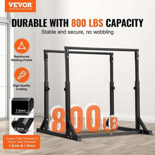 800 Lbs Capacity Dip Bar Stand Adjustable Height Fitness Workout Dip Bar Station Stabilizer Home Gym Parallette Push Stand