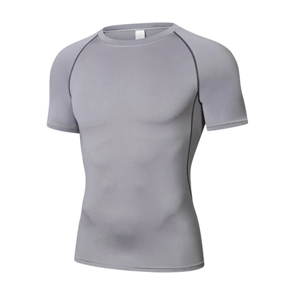 Sports T-shirt men's quick drying short sleeved sports T-shirt top gym fitness tight fitting shirt training running T-shirt men' - GabyFit Goods