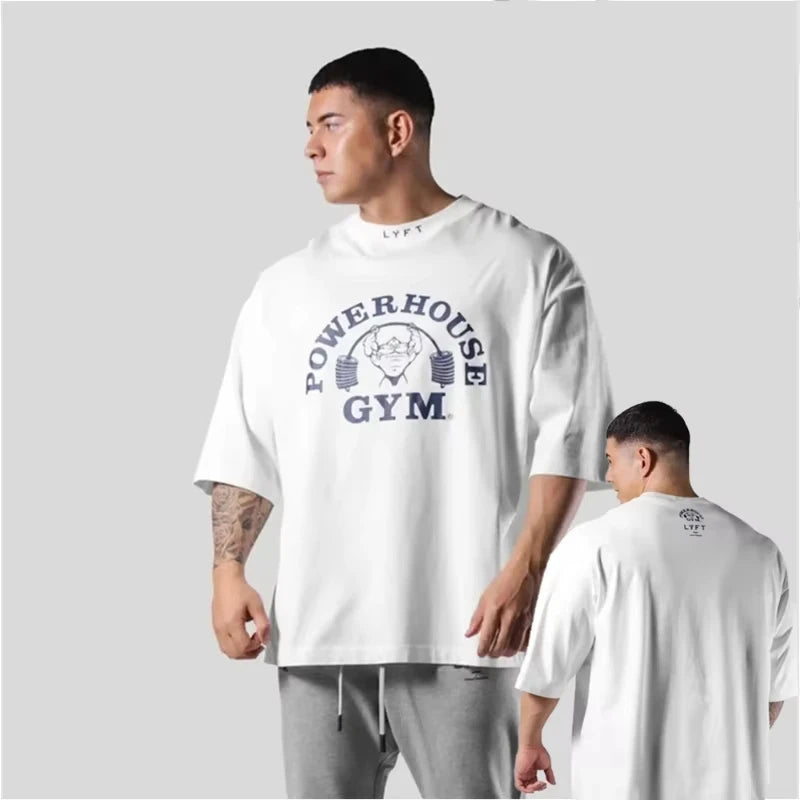 LYFT Graphic Men's T-shirt Running Sports Gym Fitness Bodybuilding Printed Cotton T Shirt Men Summer Jogging Training Male Tops
