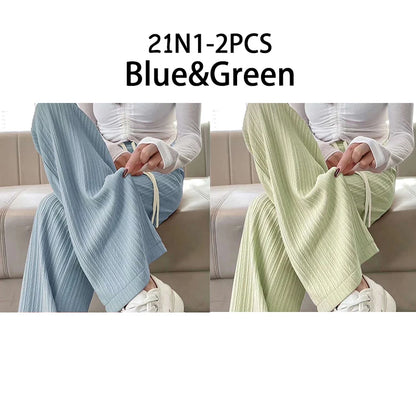 2025 summer new bubble milk puff cloud pants women high waist draped narrow straight casual pants cloud puff wide leg pants